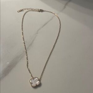 Elegant Gold and White Clover Necklace